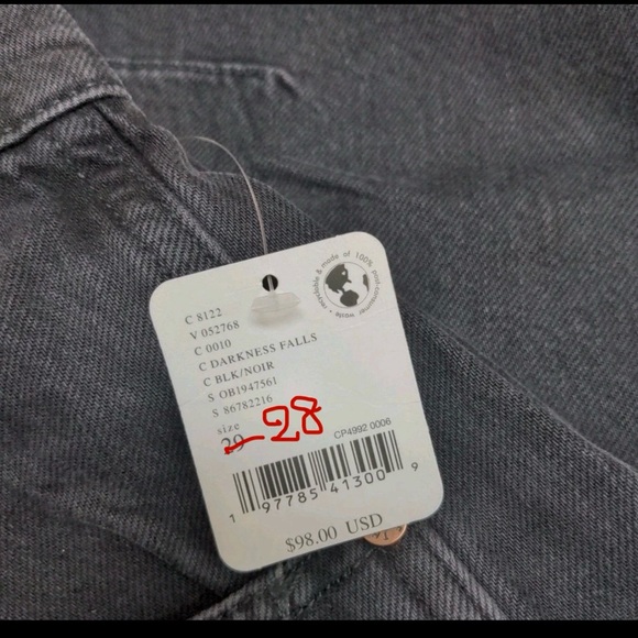 New Free People Curvy Venus Black/Noir high waist, Barrel Jeans, Size 28 - Picture 4 of 4